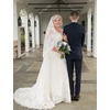 image:imageBEAUTELICATE Wedding Bridal Veil with Comb 1 Tier Half Lace Applique Edge Fingertip Length 36Ivory  Fingertip Length 36