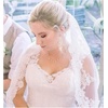 image:imageBEAUTELICATE Wedding Bridal Veil with Comb 1 Tier Lace AppliqueWhite  Fingertip 36  All Lace