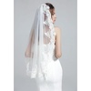 image:imageBEAUTELICATE Wedding Bridal Veil with Comb 1 Tier Lace AppliqueWhite  Fingertip 36  All Lace