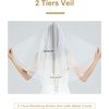 image:imageBEAUTELICATE Wedding Bridal Veil with Comb 2 Tier Cut Edge Elbow Fingertip Length Ivory WhiteIvory
