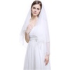 image:imageBEAUTELICATE Wedding Bridal Veil with Comb 2 Tier Cut Edge Elbow Fingertip Length Ivory WhiteWhite