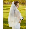 image:imageBEAUTELICATE Wedding Bridal Veil with Comb 2 Tier Cut Edge Elbow Fingertip Length Ivory WhiteWhite