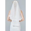 image:imageBEAUTELICATE Wedding Bridal Veil with Comb 2 Tiers Lace Applique Edge VeilWhite  2 Tiers