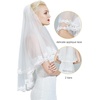 image:imageBEAUTELICATE Wedding Bridal Veil with Comb 2 Tiers Lace Applique Edge VeilWhite  2 Tiers