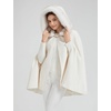 image:imageBEAUTELICATE Wedding Cape Hooded Cloak for Bride Winter Wool Cape Fur Hood with Fur TrimIvory  31