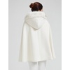 image:imageBEAUTELICATE Wedding Cape Hooded Cloak for Bride Winter Wool Cape Fur Hood with Fur TrimIvory  31