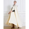 image:imageBEAUTELICATE Wedding Cape Hooded Cloak for Bride Winter Wool Cape Fur Hood with Fur TrimIvory  55