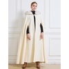 image:imageBEAUTELICATE Wedding Cape Hooded Cloak for Bride Winter Wool Cape Fur Hood with Fur TrimIvory  55
