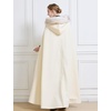 image:imageBEAUTELICATE Wedding Cape Hooded Cloak for Bride Winter Wool Cape Fur Hood with Fur TrimIvory  55