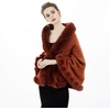image:imageBEAUTELICATE Women Faux Fur Shawl Bridal Cape Wedding Faux Lambs Wool ShrugCamel