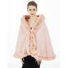 image:imageBEAUTELICATE Women Faux Fur Shawl Bridal Cape Wedding Faux Lambs Wool ShrugPink