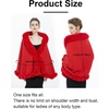 image:imageBEAUTELICATE Women Faux Fur Shawl Bridal Cape Wedding Faux Lambs Wool ShrugRed