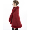 image:imageBEAUTELICATE Women Faux Fur Shawl Bridal Cape Wedding Faux Lambs Wool ShrugWine Red