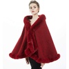 image:imageBEAUTELICATE Women Faux Fur Shawl Bridal Cape Wedding Faux Lambs Wool ShrugWine Red