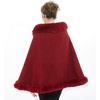 image:imageBEAUTELICATE Women Faux Fur Shawl Bridal Cape Wedding Faux Lambs Wool ShrugWine Red