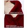 image:imageBEAUTELICATE Women Faux Fur Shawl Bridal Cape Wedding Faux Lambs Wool ShrugWine Red