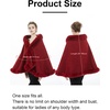 image:imageBEAUTELICATE Women Faux Fur Shawl Bridal Cape Wedding Faux Lambs Wool ShrugWine Red