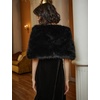 image:imageBEAUTELICATE Women Faux Fur Shawl Cover Up Stole Shrug Winter Bridal Wedding WrapBlack