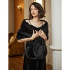 image:imageBEAUTELICATE Women Faux Fur Shawl Cover Up Stole Shrug Winter Bridal Wedding WrapBlack