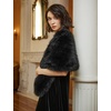 image:imageBEAUTELICATE Women Faux Fur Shawl Cover Up Stole Shrug Winter Bridal Wedding WrapBlack