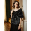 image:imageBEAUTELICATE Women Faux Fur Shawl Cover Up Stole Shrug Winter Bridal Wedding WrapBlack