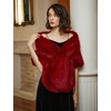 image:imageBEAUTELICATE Women Faux Fur Shawl Cover Up Stole Shrug Winter Bridal Wedding WrapBurgundy