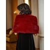 image:imageBEAUTELICATE Women Faux Fur Shawl Cover Up Stole Shrug Winter Bridal Wedding WrapBurgundy