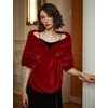 image:imageBEAUTELICATE Women Faux Fur Shawl Cover Up Stole Shrug Winter Bridal Wedding WrapBurgundy