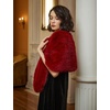 image:imageBEAUTELICATE Women Faux Fur Shawl Cover Up Stole Shrug Winter Bridal Wedding WrapBurgundy