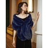 image:imageBEAUTELICATE Women Faux Fur Shawl Cover Up Stole Shrug Winter Bridal Wedding WrapNavy Blue