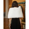 image:imageBEAUTELICATE Women Faux Fur Shawl Cover Up Stole Shrug Winter Bridal Wedding WrapWhite