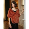 image:imageBEAUTELICATE Women Faux Fur Shawl Cover Up Stole Shrug Winter Bridal Wedding WrapWindsor Brown