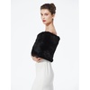 image:imageBEAUTELICATE Women Faux Fur Shawl Shrug Bridal Stole Wrap for Winter Wedding PartyBlack