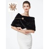 image:imageBEAUTELICATE Women Faux Fur Shawl Shrug Bridal Stole Wrap for Winter Wedding PartyBlack