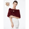 image:imageBEAUTELICATE Women Faux Fur Shawl Shrug Bridal Stole Wrap for Winter Wedding PartyBurgundy