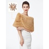 image:imageBEAUTELICATE Women Faux Fur Shawl Shrug Bridal Stole Wrap for Winter Wedding PartyCamel