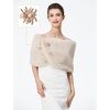 image:imageBEAUTELICATE Women Faux Fur Shawl Shrug Bridal Stole Wrap for Winter Wedding PartyChampagne