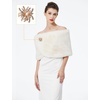 image:imageBEAUTELICATE Women Faux Fur Shawl Shrug Bridal Stole Wrap for Winter Wedding PartyIvory