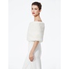 image:imageBEAUTELICATE Women Faux Fur Shawl Shrug Bridal Stole Wrap for Winter Wedding PartyIvory