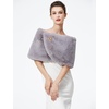 image:imageBEAUTELICATE Women Faux Fur Shawl Shrug Bridal Stole Wrap for Winter Wedding PartyLight Grey