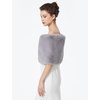 image:imageBEAUTELICATE Women Faux Fur Shawl Shrug Bridal Stole Wrap for Winter Wedding PartyLight Grey