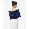 image:imageBEAUTELICATE Women Faux Fur Shawl Shrug Bridal Stole Wrap for Winter Wedding PartyNavy Blue