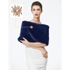 image:imageBEAUTELICATE Women Faux Fur Shawl Shrug Bridal Stole Wrap for Winter Wedding PartyNavy Blue