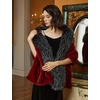 image:imageBEAUTELICATE Women Faux Mink Fur Shawl Faux Fox Fur Trim Cover Up Stole Shrug Bridal Wedding WrapBurgundy