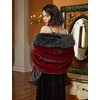 image:imageBEAUTELICATE Women Faux Mink Fur Shawl Faux Fox Fur Trim Cover Up Stole Shrug Bridal Wedding WrapBurgundy