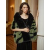 image:imageBEAUTELICATE Women Faux Mink Fur Shawl Faux Fox Fur Trim Cover Up Stole Shrug Bridal Wedding WrapGreen