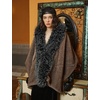 image:imageBEAUTELICATE Women Faux Mink Fur Shawl Faux Fox Fur Trim Cover Up Stole Shrug Bridal Wedding WrapKhaki