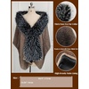 image:imageBEAUTELICATE Women Faux Mink Fur Shawl Faux Fox Fur Trim Cover Up Stole Shrug Bridal Wedding WrapKhaki