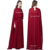 image:imageBEAUTELICATE Women High Low Cape Chiffon Shawl Capelets Bridal Bridesmaid Cover Up PonchoBurgundy