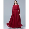 image:imageBEAUTELICATE Women High Low Cape Chiffon Shawl Capelets Bridal Bridesmaid Cover Up PonchoBurgundy